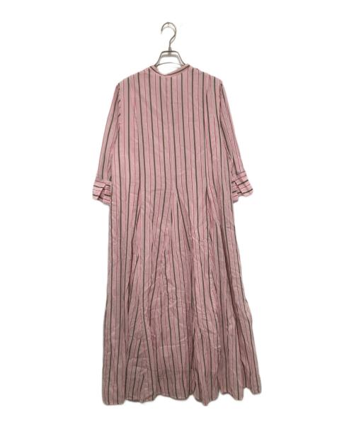 ne quittez pas（ヌキテパ）ne quittez pas (ヌキテパ) Cotton Voile Stripe Panel Dress コットン ボイル ストライプ パネル ドレス 010461WN4 ピンク サイズ:Mの古着・服飾アイテム