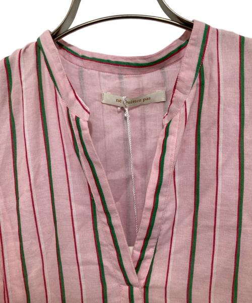 ne quittez pas（ヌキテパ）ne quittez pas (ヌキテパ) Cotton Voile Stripe Panel Dress コットン ボイル ストライプ パネル ドレス 010461WN4 ピンク サイズ:Mの古着・服飾アイテム