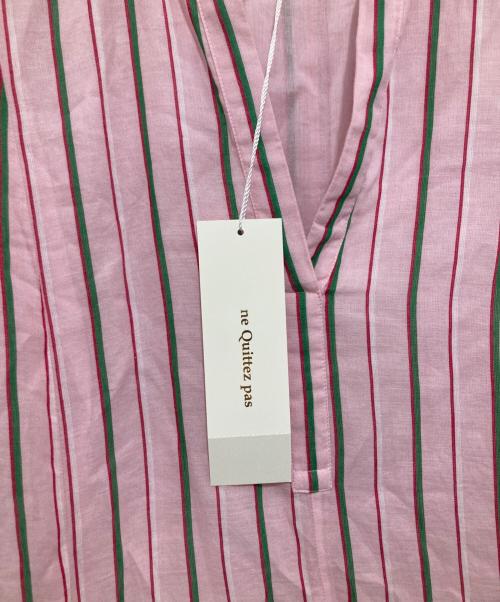 ne quittez pas（ヌキテパ）ne quittez pas (ヌキテパ) Cotton Voile Stripe Panel Dress コットン ボイル ストライプ パネル ドレス 010461WN4 ピンク サイズ:Mの古着・服飾アイテム