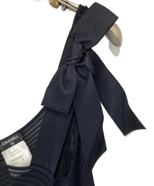 CHANEL（シャネル）CHANEL (シャネル) プリーツリボンワンピース　P37870K02521 ネイビー サイズ:38の古着・服飾アイテム