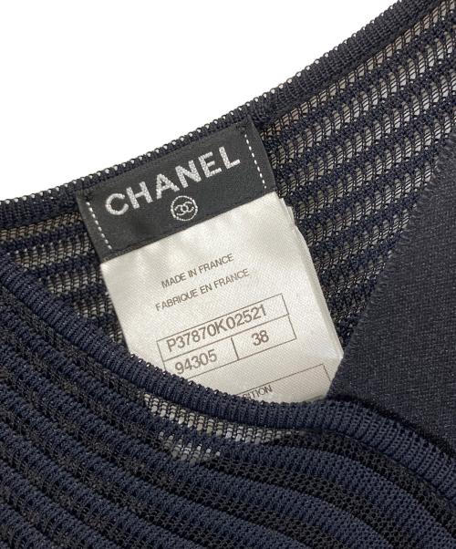 CHANEL（シャネル）CHANEL (シャネル) プリーツリボンワンピース　P37870K02521 ネイビー サイズ:38の古着・服飾アイテム