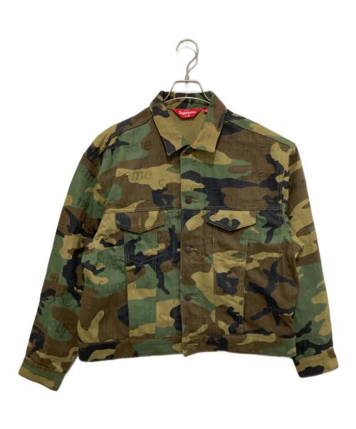 SUPREME（シュプリーム）Supreme (シュプリーム) JACQUARD LOGOS DENIM JACKET ジャカード ロゴス デニム ジャケット カーキ サイズ:Mの古着・服飾アイテム