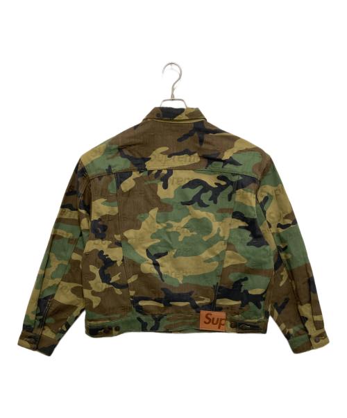 SUPREME（シュプリーム）Supreme (シュプリーム) JACQUARD LOGOS DENIM JACKET ジャカード ロゴス デニム ジャケット カーキ サイズ:Mの古着・服飾アイテム