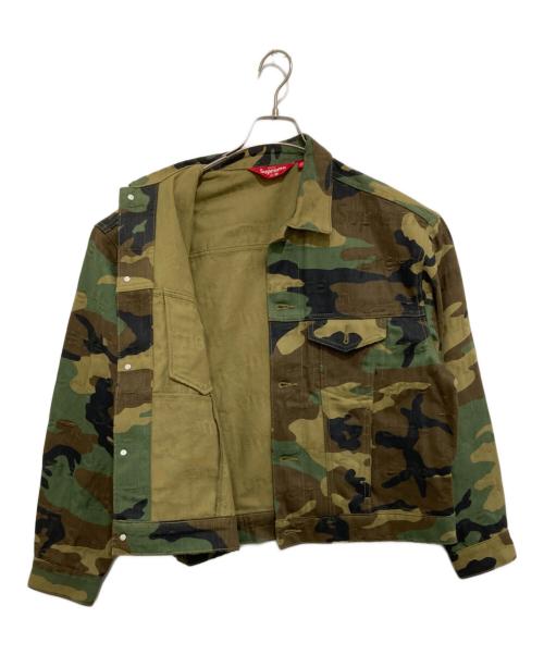 SUPREME（シュプリーム）Supreme (シュプリーム) JACQUARD LOGOS DENIM JACKET ジャカード ロゴス デニム ジャケット カーキ サイズ:Mの古着・服飾アイテム