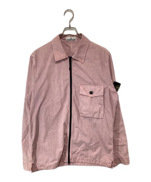 STONE ISLAND（ストーンアイランド）STONE ISLAND (ストーンアイランド) OLD EFFECT CANVAS OVERSHIRT　オールドエフェクトキャンバスオーバーシャツ　25SS　	7215114WN ピンク サイズ:Lの古着・服飾アイテム