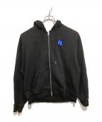 ADER errorアーダーエラー）の古着「Sig; BL Tag hoodie zip-up 02 Black シグ ブルー タグ フーディー ジップアップ ゼロツー ブラック BM42FYHD0401BK」｜ブラック