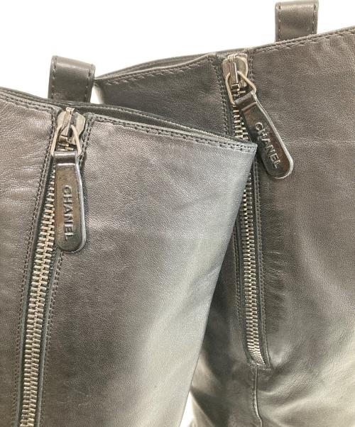 CHANEL（シャネル）CHANEL (シャネル) レザーロングブーツ ブラック サイズ:37Cの古着・服飾アイテム