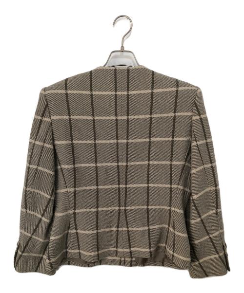 CELINE（セリーヌ）CELINE (セリーヌ) ジェーシーシー期 ノーカラージャケット チェック ベージュ サイズ:４２の古着・服飾アイテム