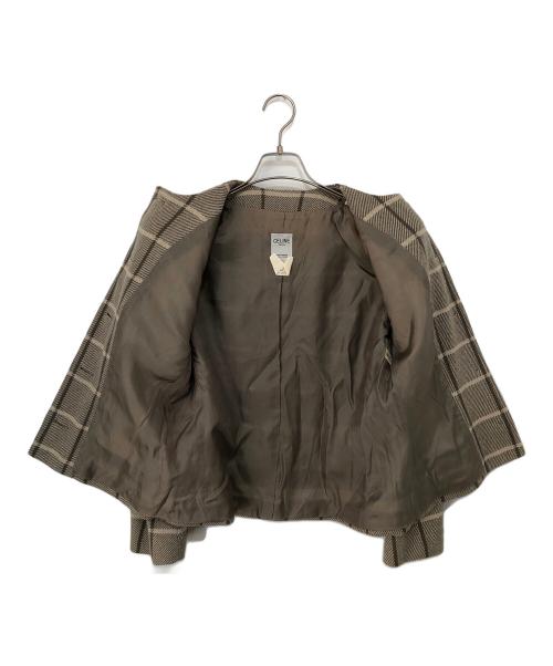 CELINE（セリーヌ）CELINE (セリーヌ) ジェーシーシー期 ノーカラージャケット チェック ベージュ サイズ:４２の古着・服飾アイテム