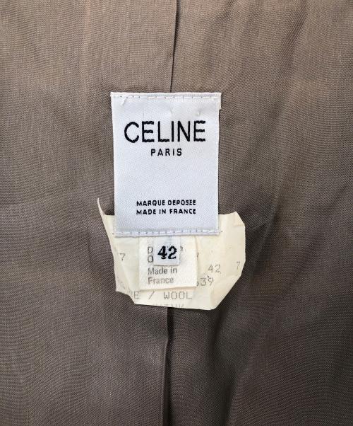 CELINE（セリーヌ）CELINE (セリーヌ) ジェーシーシー期 ノーカラージャケット チェック ベージュ サイズ:４２の古着・服飾アイテム