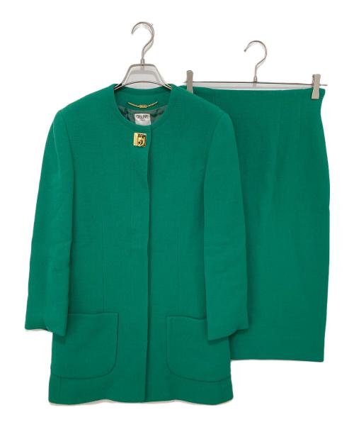 CELINE（セリーヌ）CELINE (セリーヌ) セットアップスーツ ノーカラー グリーン サイズ:38の古着・服飾アイテム