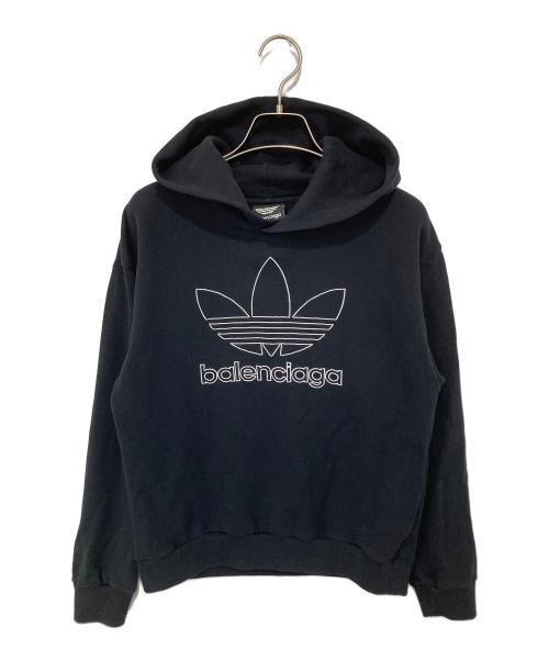 BALENCIAGA（バレンシアガ）BALENCIAGA (バレンシアガ) adidas (アディダス) Kids Black Hoodie with Logo プルオーバーパーカー ブラック サイズ:10の古着・服飾アイテム