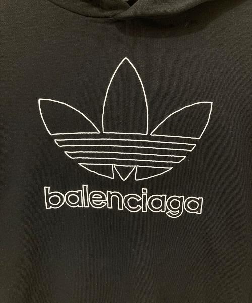 BALENCIAGA（バレンシアガ）BALENCIAGA (バレンシアガ) adidas (アディダス) Kids Black Hoodie with Logo プルオーバーパーカー ブラック サイズ:10の古着・服飾アイテム