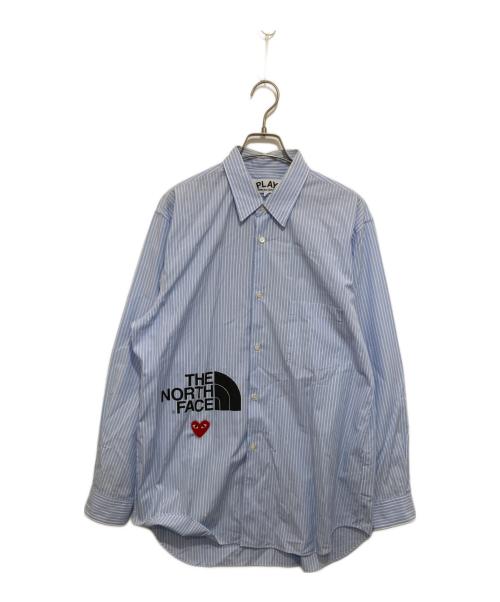 PLAY COMME des GARCONS（プレイコムデギャルソン）PLAY COMME des GARCONS The North Face X Play Blouse Stripe ザ ノース フェイス X プレイ ブラウス ストライプ AE-B202 スカイブルー サイズ:Lの古着・服飾アイテム