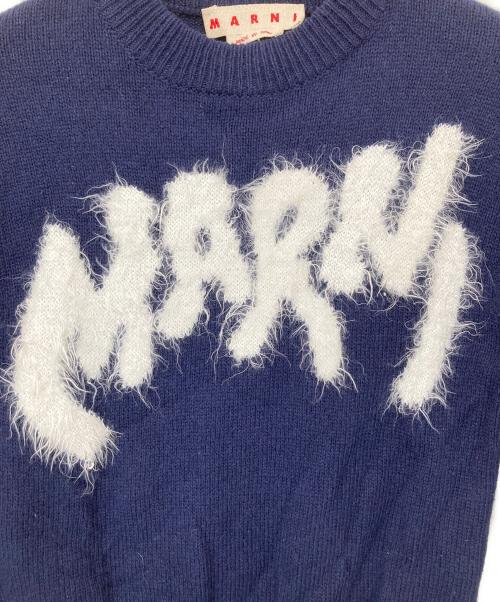 MARNI（マルニ）MARNI (マルニ) シェットランドウールナイロンクルーネックロゴニット GCMG0262Q0 UFH935 ネイビー サイズ:44の古着・服飾アイテム