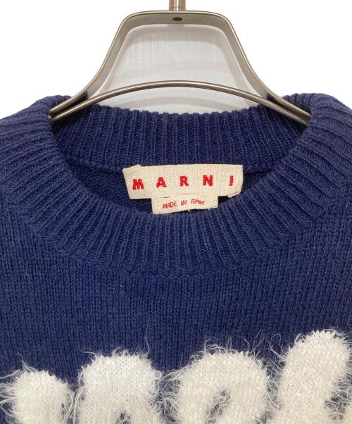 MARNI（マルニ）MARNI (マルニ) シェットランドウールナイロンクルーネックロゴニット GCMG0262Q0 UFH935 ネイビー サイズ:44の古着・服飾アイテム