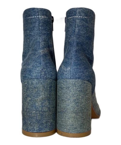 MM6 Maison Margiela（エムエムシックスメゾンマルジェラ）MM6 Maison Margiela (エムエムシックスメゾンマルジェラ) ロゴプリント デニムアンクルブーツ インディゴ サイズ:37の古着・服飾アイテム