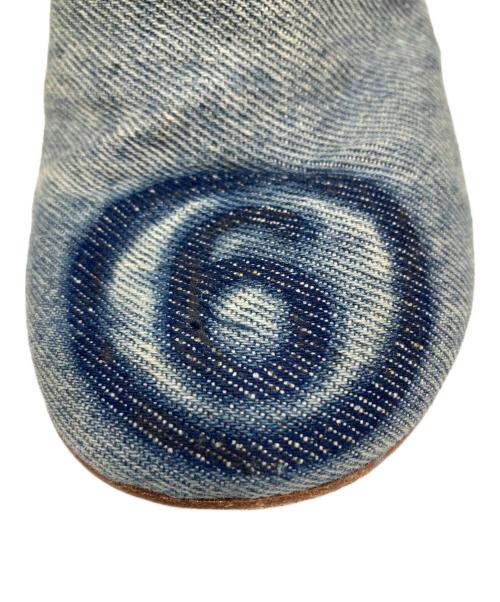 MM6 Maison Margiela（エムエムシックスメゾンマルジェラ）MM6 Maison Margiela (エムエムシックスメゾンマルジェラ) ロゴプリント デニムアンクルブーツ インディゴ サイズ:37の古着・服飾アイテム