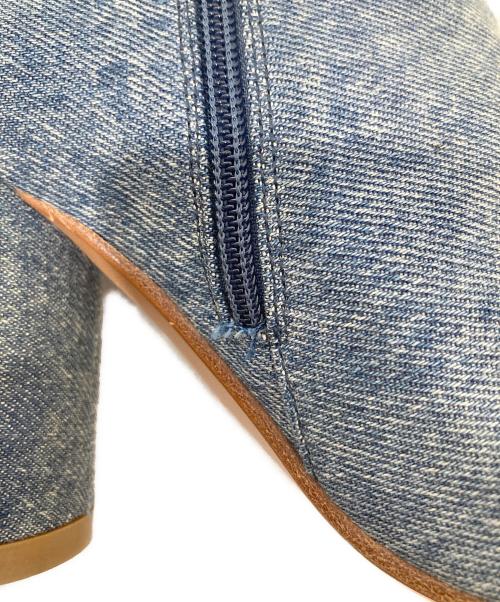 MM6 Maison Margiela（エムエムシックスメゾンマルジェラ）MM6 Maison Margiela (エムエムシックスメゾンマルジェラ) ロゴプリント デニムアンクルブーツ インディゴ サイズ:37の古着・服飾アイテム