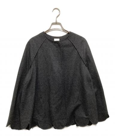 シーニュ cygne スカラップケープ　カシミヤ　黒 中古・古着通販】cygne (シーニュ) ウール スカラップケープ グレー
