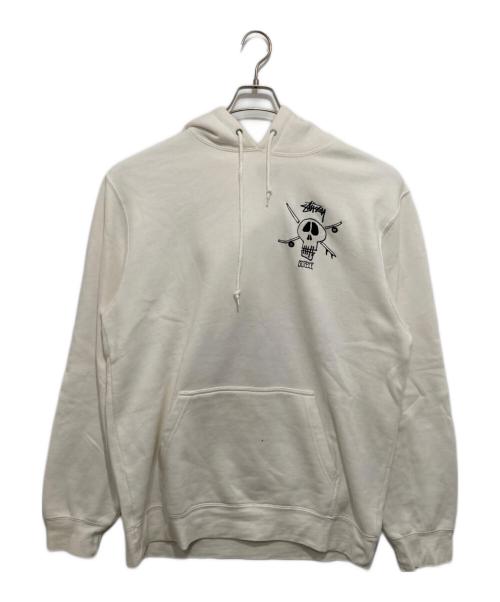 stussy（ステューシー）stussy (ステューシー) Skull & Bones Pigment Dyed Hoodie 「スカル アンド ボーンズ ピグメント ダイド フーディ ホワイト サイズ:XLの古着・服飾アイテム