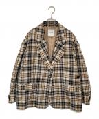 CLANEクラネ）の古着「2WAY TAILORED OVER JACKET オーバーサイズテーラードジャケット 19103-0442」｜ブラウン