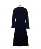 Mame Kurogouchiマメクロゴウチ）の古着「Lace Stripe Knitted Dress レースストライプ ニットワンピース MM23PF-KN727」｜ネイビー