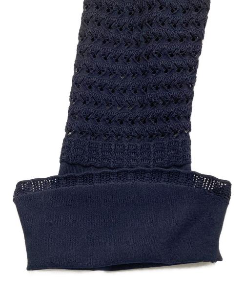 Mame Kurogouchi（マメクロゴウチ）Mame Kurogouchi (マメクロゴウチ) Lace Stripe Knitted Dress レースストライプ ニットワンピース MM23PF-KN727 ネイビー サイズ:3の古着・服飾アイテム
