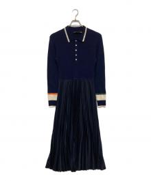 POLO RALPH LAUREN（ポロ・ラルフローレン）の古着「ハイブリッド スウェット プリーツ ポロ ドレス」｜ネイビー