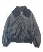 MAISON SPECIALメゾンスペシャル）の古着「Sheep Leather Mouton G-1 Flight Jacket シープレザームートンプライムオーバーG-1フライトジャケット」｜ブラック