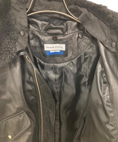 MAISON SPECIAL（メゾンスペシャル）MAISON SPECIAL (メゾンスペシャル) Sheep Leather Mouton G-1 Flight Jacket シープレザームートンプライムオーバーG-1フライトジャケット ブラック サイズ:00の古着・服飾アイテム