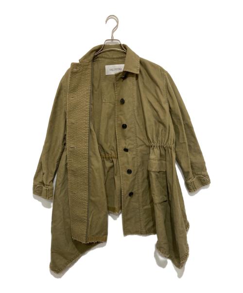 VALENTINO（ヴァレンティノ）VALENTINO (ヴァレンティノ) ミリタリーライクコットンオーバーサイズハ0000029217ーフコート  カーキ サイズ:38の古着・服飾アイテム