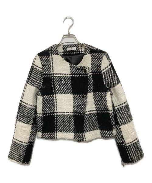 sheller（シェリエ）sheller (シェリエ) スクエアチェックノーカラージャケット 241001 ホワイト サイズ:Fの古着・服飾アイテム