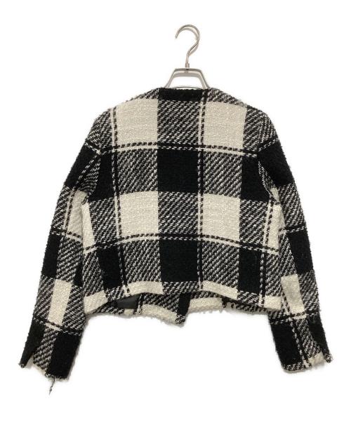 sheller（シェリエ）sheller (シェリエ) スクエアチェックノーカラージャケット 241001 ホワイト サイズ:Fの古着・服飾アイテム