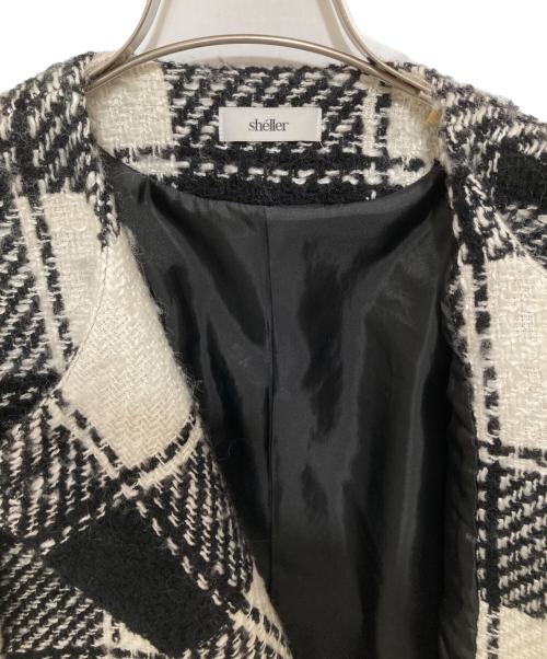 sheller（シェリエ）sheller (シェリエ) スクエアチェックノーカラージャケット 241001 ホワイト サイズ:Fの古着・服飾アイテム
