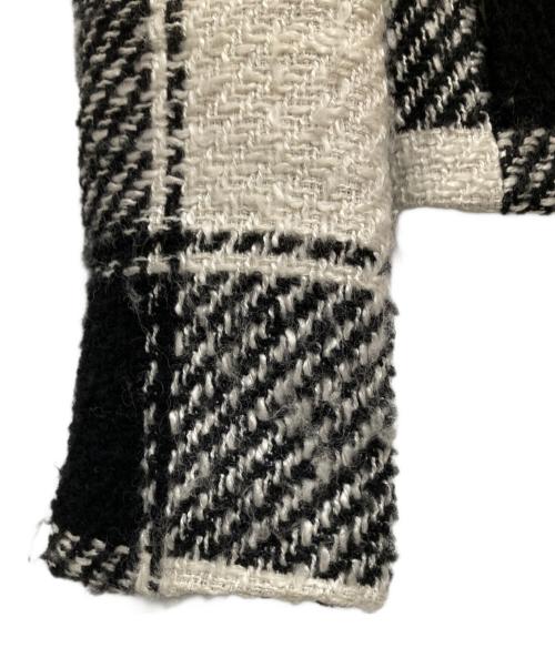 sheller（シェリエ）sheller (シェリエ) スクエアチェックノーカラージャケット 241001 ホワイト サイズ:Fの古着・服飾アイテム