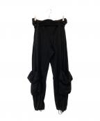 OPEN YYオープンワイワイ）の古着「ROLLED WAIST Sweat CARGO PANTS　ロールドウエストスウェットカーゴパンツ　YY261PT010」｜ブラック