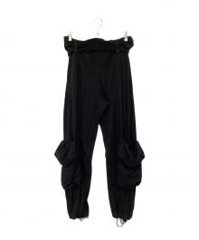 OPEN YY（オープンワイワイ）の古着「ROLLED WAIST Sweat CARGO PANTS　ロールドウエストスウェットカーゴパンツ　YY261PT010」｜ブラック