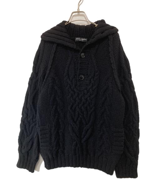 DOLCE & GABBANA（ドルチェ＆ガッバーナ）DOLCE & GABBANA (ドルチェ＆ガッバーナ) ハイネックケーブルニット ブラック サイズ:50の古着・服飾アイテム