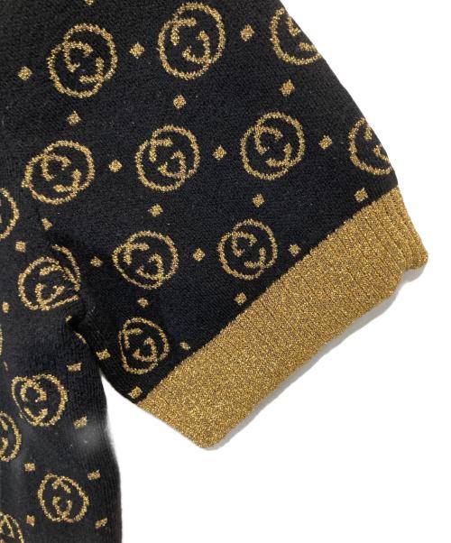 GUCCI（グッチ）GUCCI (グッチ) GG総柄ラメニットセーター GGパターン半袖ニット 554995 ブラック サイズ:XSの古着・服飾アイテム