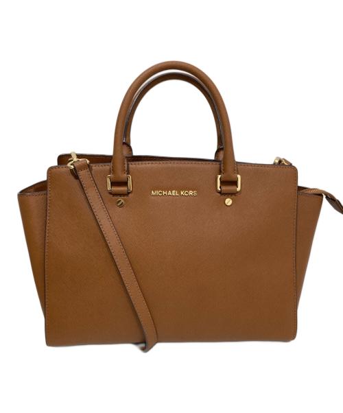 MICHAEL KORS（マイケルコース）MICHAEL KORS (マイケルコース) SELMA LG TZ SATCHEL ブラウンの古着・服飾アイテム