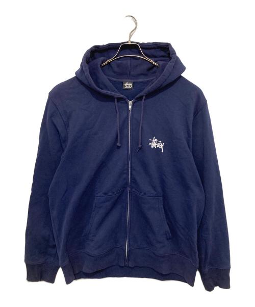 stussy（ステューシー）stussy (ステューシー) BASIC STUSSYZIP HOODIE　ベーシックステューシージップフーディ ネイビー サイズ:XLの古着・服飾アイテム
