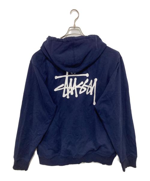 stussy（ステューシー）stussy (ステューシー) BASIC STUSSYZIP HOODIE　ベーシックステューシージップフーディ ネイビー サイズ:XLの古着・服飾アイテム