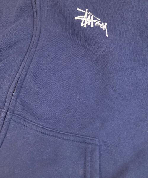stussy（ステューシー）stussy (ステューシー) BASIC STUSSYZIP HOODIE　ベーシックステューシージップフーディ ネイビー サイズ:XLの古着・服飾アイテム