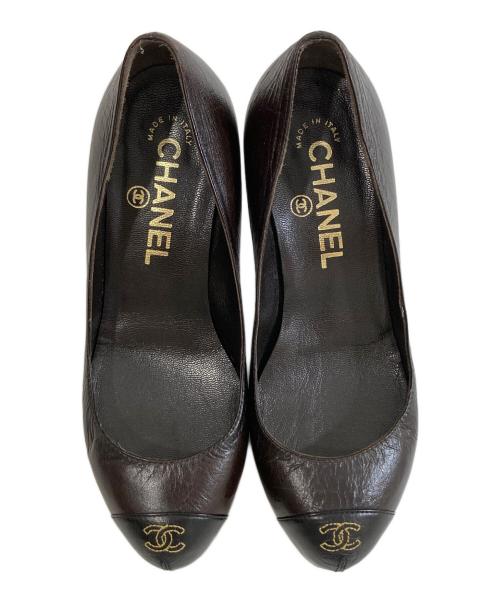 CHANEL（シャネル）CHANEL (シャネル) ココマークステッチパンプス ブラウン サイズ:34の古着・服飾アイテム