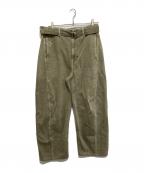 LEMAIREルメール）の古着「TWISTED BELTED PANTS ツイステッド ベルテッド パンツ PA326 LD1017」｜オリーブ