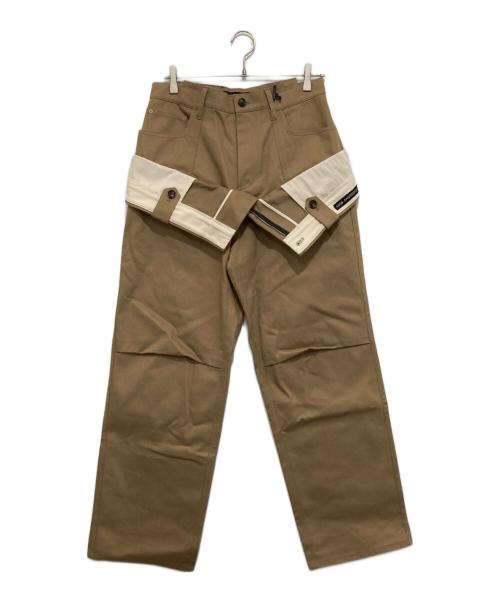 ANDERSSON BELL（アンダーソンベル）ANDERSSON BELL (アンダーソンベル) DOUBLE WAISTBAND WIDE-LEG TROUSERS ダブル ウェストバンド ワイドレッグ トラウザーズ A26SSPAM873 ベージュ サイズ:28の古着・服飾アイテム