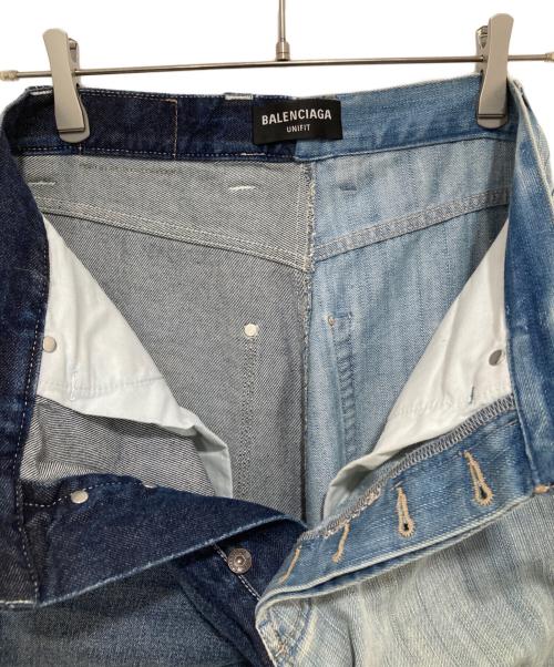 BALENCIAGA（バレンシアガ）BALENCIAGA (バレンシアガ) カラー切替 アシンメトリー ワイドデニムパンツ 662758 TJW71 インディゴ サイズ:Sの古着・服飾アイテム