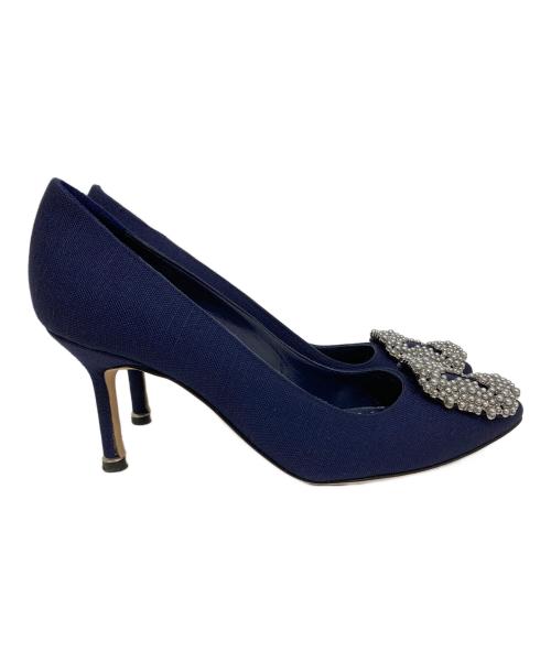 Manolo Blahnik（マノロ ブラニク）Manolo Blahnik (マノロ ブラニク) ビジューパンプス ネイビー サイズ:36　1/2の古着・服飾アイテム