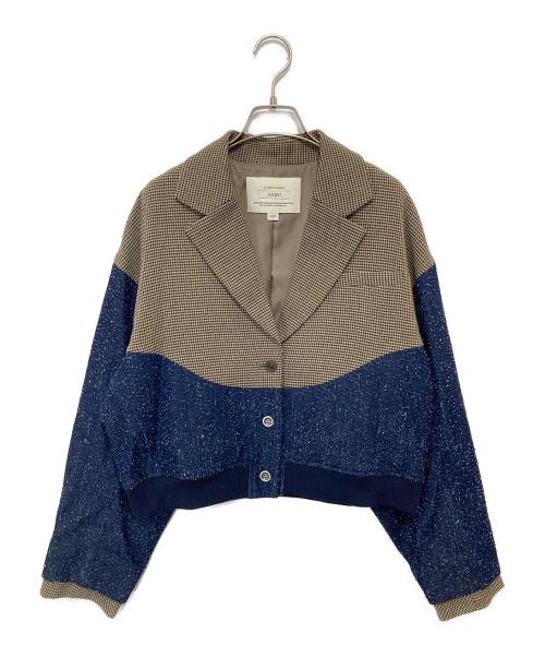 Ameri（アメリ）Ameri (アメリ) JENNY CURVE DOCKING BLOUSON ジェニーカーブドッキングブルゾン ブラウン サイズ:Sの古着・服飾アイテム